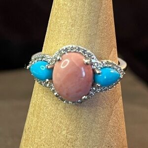 Premium Peach Opal Sleeping Beauty Turquoise Zircon  Ring 8